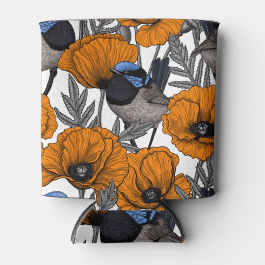 Mierkannen en oranje papaverbloemen 2 blikjeskoeler (Voorkant)