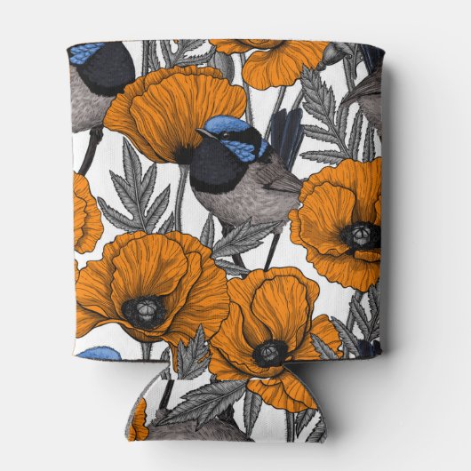 Mierkannen en oranje papaverbloemen 2 blikjeskoeler (Achterkant)