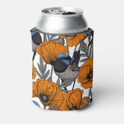 Mierkannen en oranje papaverbloemen 2 blikjeskoeler (Blikje Achterkant)