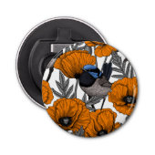 Mierkannen en oranje papaverbloemen 2 button flesopener (Voorkant)