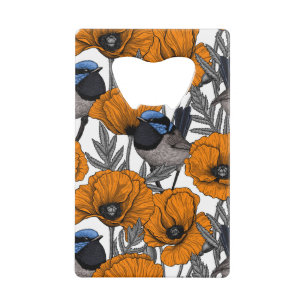 Mierkannen en oranje papaverbloemen 2 creditkaart flessenopener
