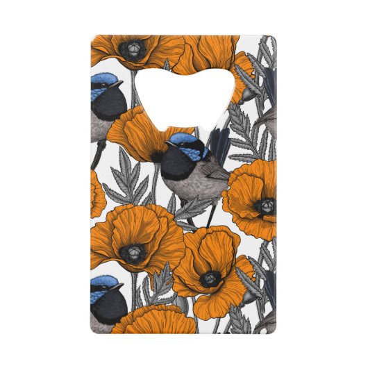 Mierkannen en oranje papaverbloemen 2 creditkaart flessenopener (Voorkant)