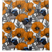 Mierkannen en oranje papaverbloemen 2 douchegordijn (Voorkant)