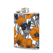 Mierkannen en oranje papaverbloemen 2 heupfles (Links)