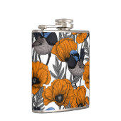 Mierkannen en oranje papaverbloemen 2 heupfles (Rechts)