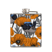 Mierkannen en oranje papaverbloemen 2 heupfles (Achterkant)