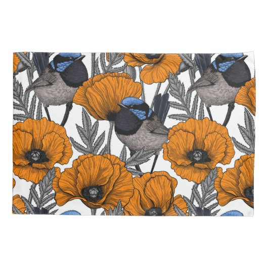 Mierkannen en oranje papaverbloemen 2 kussensloop (Achterkant-Links)