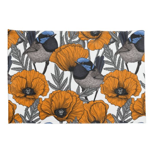 Mierkannen en oranje papaverbloemen 2 kussensloop (Achterkant-Rechts)