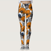 Mierkannen en oranje papaverbloemen 2 leggings (Voorkant)