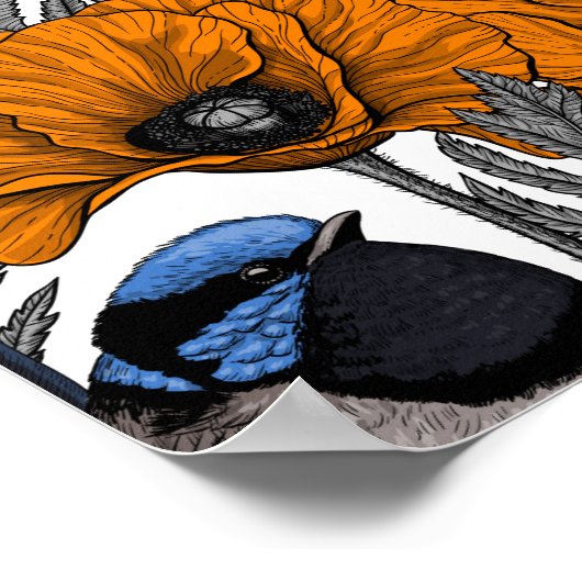 Mierkannen en oranje papaverbloemen 2 poster (Hoek)