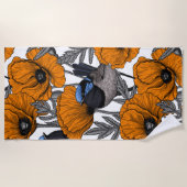 Mierkannen en oranje papaverbloemen 2 strandlaken (Voorkant)