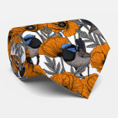 Mierkannen en oranje papaverbloemen 2 stropdas (Opgerold)