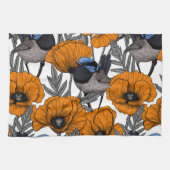 Mierkannen en oranje papaverbloemen 2 theedoek (Horizontaal)