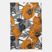 Mierkannen en oranje papaverbloemen 2 theedoek (Verticaal)