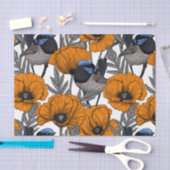 Mierkannen en oranje papaverbloemen 2 tissuepapier (Craft)