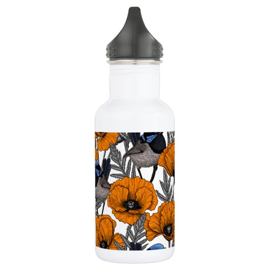 Mierkannen en oranje papaverbloemen 2 waterfles (Links)