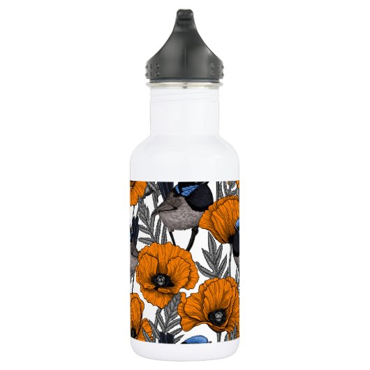 Mierkannen en oranje papaverbloemen 2 waterfles  (Rechts)