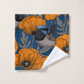 Mierkannen en oranje papaverbloemen bad handdoek (Wasdoekje)