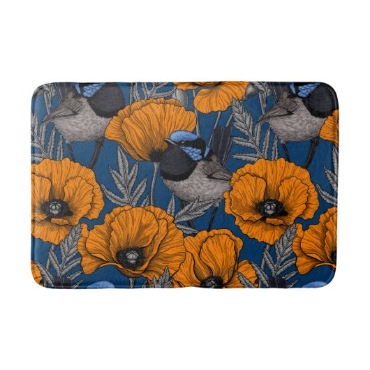 Mierkannen en oranje papaverbloemen badmat (Voorkant)