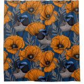 Mierkannen en oranje papaverbloemen douchegordijn (Voorkant)