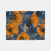 Mierkannen en oranje papaverbloemen fleece deken (Voorkant (Horizontaal))