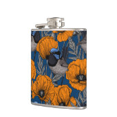 Mierkannen en oranje papaverbloemen heupfles (Links)