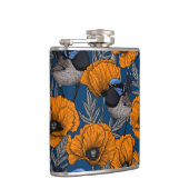 Mierkannen en oranje papaverbloemen heupfles (Rechts)