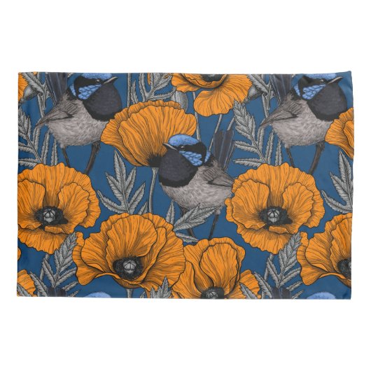 Mierkannen en oranje papaverbloemen kussensloop (Achterkant-Links)