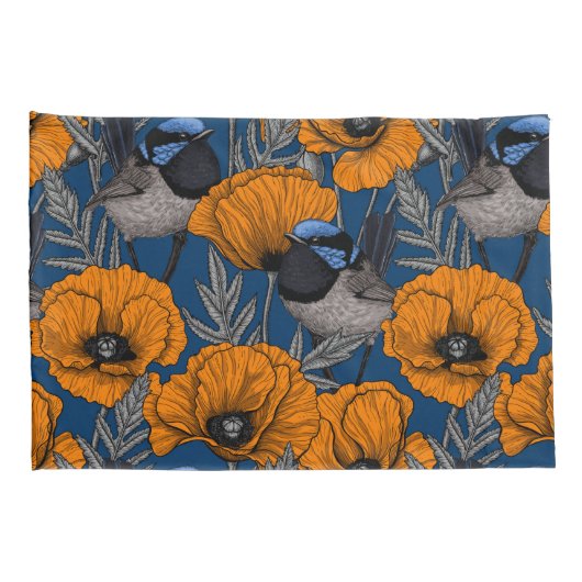 Mierkannen en oranje papaverbloemen kussensloop (Achterkant-Rechts)