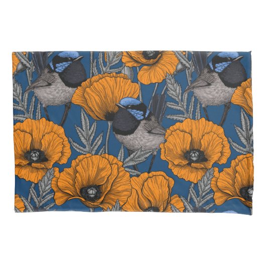 Mierkannen en oranje papaverbloemen kussensloop (Voorkant-Links)