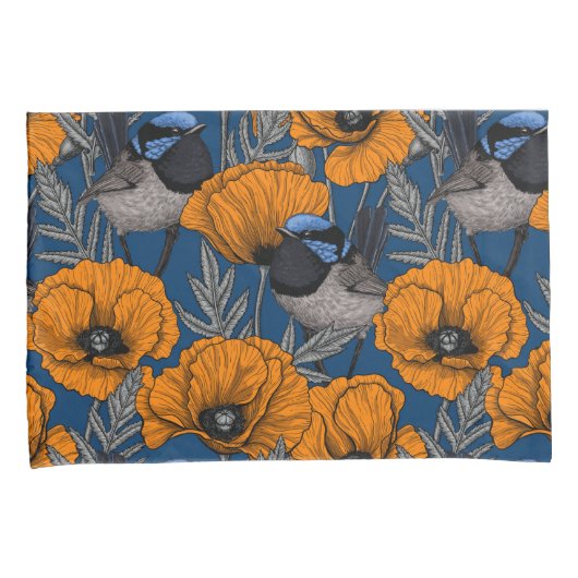 Mierkannen en oranje papaverbloemen kussensloop (Voorkant-Rechts)