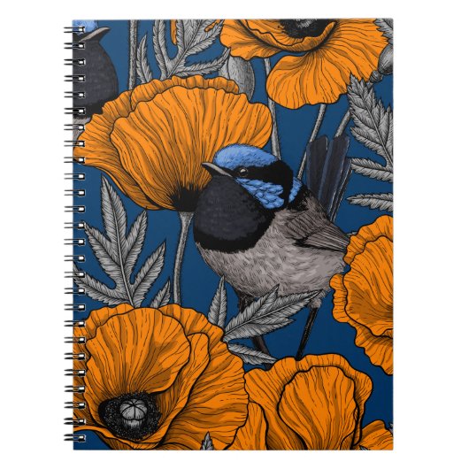 Mierkannen en oranje papaverbloemen notitieboek (Voorkant)