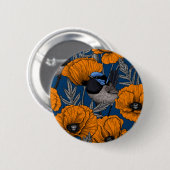 Mierkannen en oranje papaverbloemen ronde button 5,7 cm (Voorkant /achterkant)