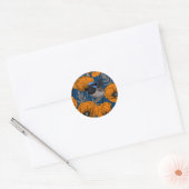 Mierkannen en oranje papaverbloemen ronde sticker (Envelop)