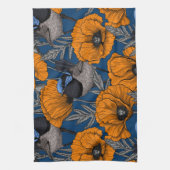 Mierkannen en oranje papaverbloemen theedoek (Verticaal)