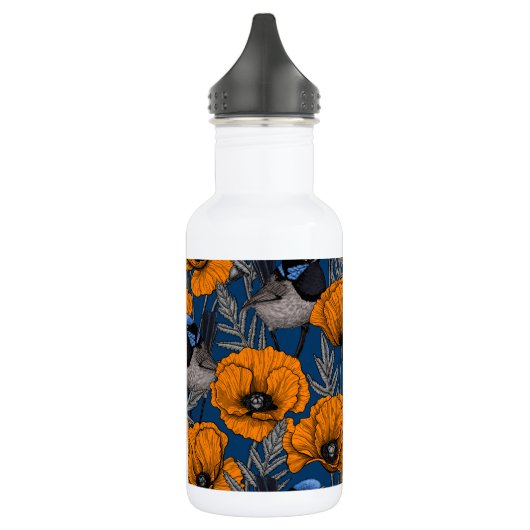 Mierkannen en oranje papaverbloemen waterfles  (Links)