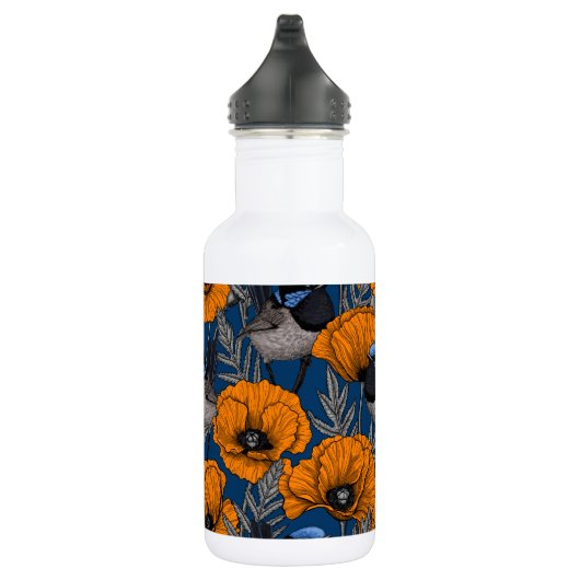 Mierkannen en oranje papaverbloemen waterfles  (Rechts)