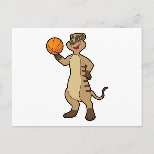 Mierkat bij Basketbalsporten Briefkaart (Voorkant)