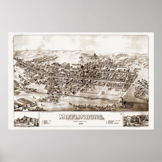 Mifflinburg, PA 1884 Poster (Voorkant)