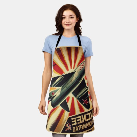 MiG-15 Sovjet Propaganda Poster Schort (Gedragen)