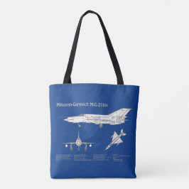 MiG-21 bis - Plannen voor vliegtuigblauwdruk ABD Tote Bag