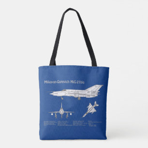 MiG-21 bis - Plannen voor vliegtuigblauwdruk ABD Tote Bag