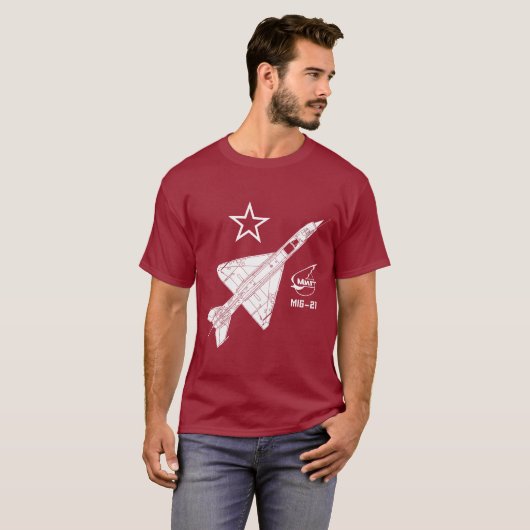 Mig-21 Russisch Jet Vuurster T-shirt (Voorkant volledig)