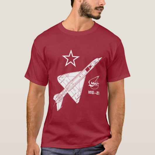 Mig-21 Russisch Jet Vuurster T-shirt (Voorkant)