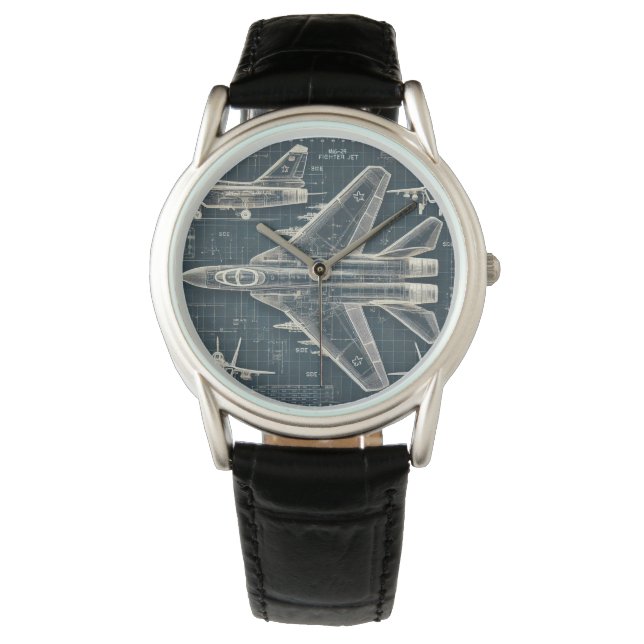 MiG-29 Blauwdrukken Horloge (Voorkant)