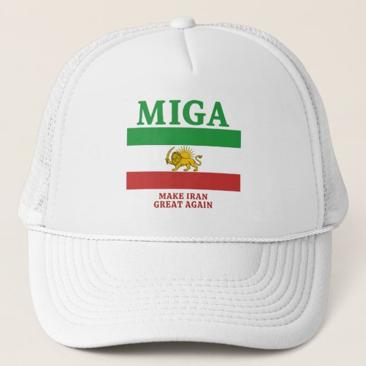 MIGA Hat – Make Iran Great Again Cap. Trucker Pet (Voorkant)