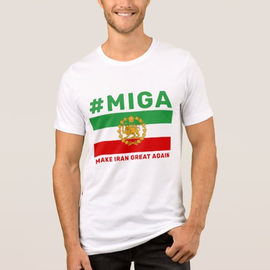 MIGA Leeuw en Zon Kroon Vlag van Iran Patriottisch Tri-Blend Shirt (Voorkant)