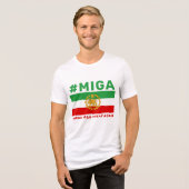 MIGA Leeuw en Zon Kroon Vlag van Iran Patriottisch Tri-Blend Shirt (Voorkant volledig)