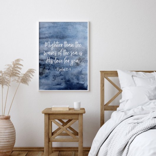 Mightier dan de golven van het Zee, psalm 93:4 Poster