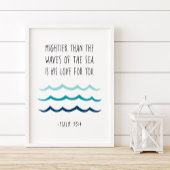 Mightier dan de golven van het Zee, psalm 93:4 Poster